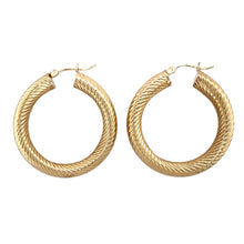 Load image into Gallery viewer, 9ct Gold Patterned Hoop Creole Earrings
