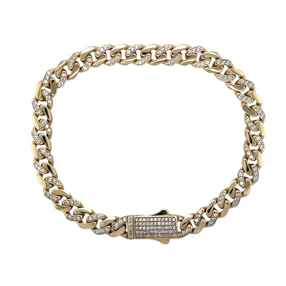 9ct Gold & Cubic Zirconia Set 8.5" Curb Bracelet