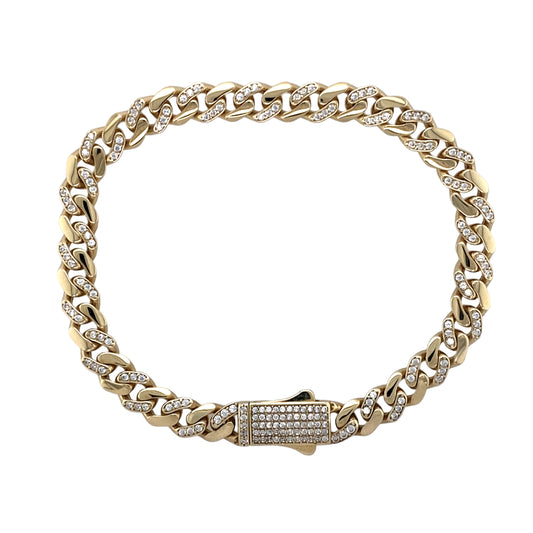 9ct Gold & Cubic Zirconia Set 8.5" Curb Bracelet