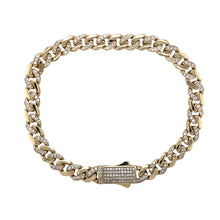 Load image into Gallery viewer, 9ct Gold &amp; Cubic Zirconia Set 8.5&quot; Curb Bracelet
