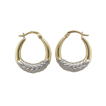 Load image into Gallery viewer, 9ct Gold Two Colour Patterned Creole Earrings
