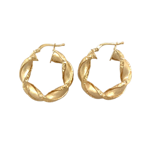 9ct Gold Ribbon Twisted Hoop Creole Earrings