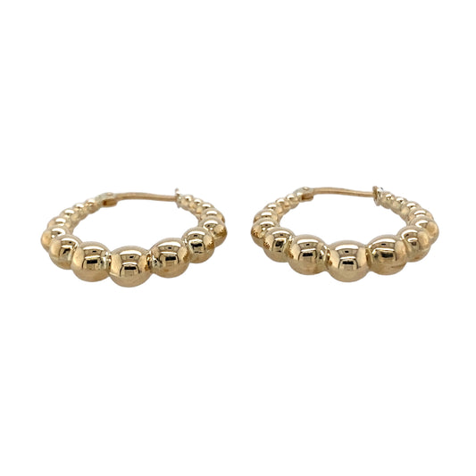 New 9ct Yellow Gold Bead Patterned Creole Earrings with the weight 2.10 grams