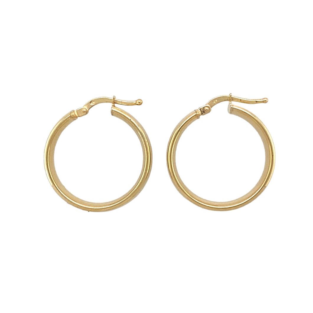 9ct Gold Wide Plain Hoop Creole Earrings