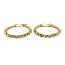 Load image into Gallery viewer, New 9ct Yellow Gold Rope Edged Hoop Creole Earrings with the weight 3.40 grams
