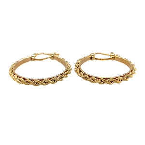 New 9ct Yellow Gold Rope Edged Hoop Creole Earrings with the weight 3.40 grams