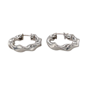 Preowned 9ct White Gold Twisted Creole Earrings with the weight 4.20 gram