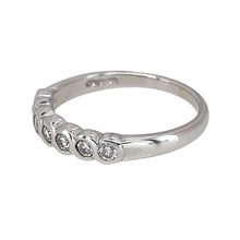 Load image into Gallery viewer, Preowned 9ct White Gold &amp; Diamond Set Band Ring in size N with the weight 2.50 grams. The front of the band is 4mm wide
