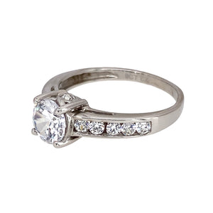 Preowned 9ct White Gold & Cubic Zirconia Set Solitaire Ring in size M with the weight 2 grams. The center stone is 6mm diameter