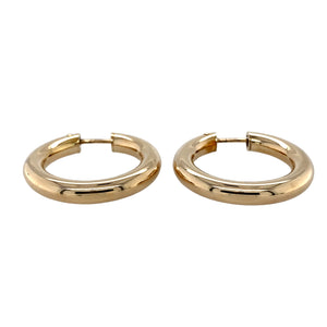 Preowned 9ct Yellow Gold Hollow Hoop Tube Creole Earrings with the weight 6 grams