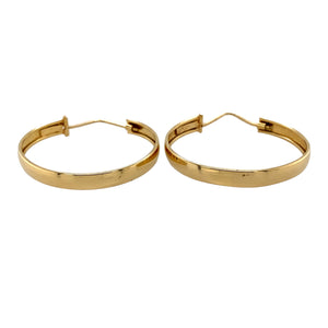 Preowned 18ct Yellow Gold Flat Hoop Creole Earrings with the weight 4.80 grams