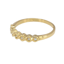 Load image into Gallery viewer, Preowned 18ct Yellow Gold &amp; Diamond Set Twisted Band Ring in size N with the weight 2.20 grams. The band is 3mm wide at the front
