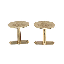 Load image into Gallery viewer, Preowned 9ct Yellow Gold Three Feather Oval Cufflinks with the weight 6.72 grams
