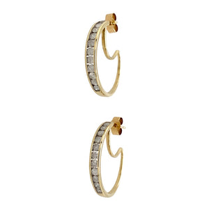 Preowned 9ct Yellow Gold & Diamond Set Half Hoop Earrings with the weight 3 grams
