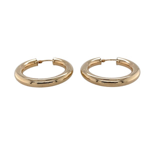 Preowned 9ct Yellow Gold Tube Polished Hoop Creole Earrings with the weight 2.90 grams