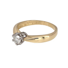 Load image into Gallery viewer, Preowned 9ct Yellow and White Gold &amp; Diamond Set Solitaire Ring in size K with the weight 2.10 grams. The diamond is approximately 20pt with approximate clarity i1
