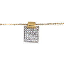 Load image into Gallery viewer, Preowned 18ct Yellow and White Gold &amp; Diamond Set Pendant on a 9ct Gold 16&quot; trace chain with the weight 7 grams. The pendant is 1.8cm long including the bail

