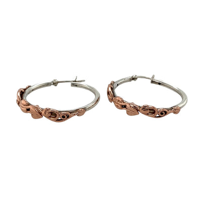 Preowned 925 Silver with 9ct Rose Gold Clogau Tree of Life Hoop Creole Earrings with the weight 3.50 grams
