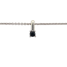 Load image into Gallery viewer, Preowned 9ct White Gold &amp; Black Diamond Set Solitaire Pendant on a 16&quot; trace chain with the weight 5.20 grams. The pendant is 14mm long including the bail and the black diamond is approximately 5mm diameter
