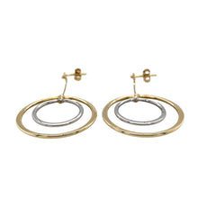 Load image into Gallery viewer, Preowned 9ct Yellow and White Gold Double Circle Drop Earrings with the weight 2.10 grams
