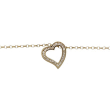 Load image into Gallery viewer, Preowned 9ct Yellow Gold &amp; Diamond Set Open Heart Pendant on an 18&quot; belcher chain with the weight 3.30 grams. The pendant is 1.5cm by 1.4cm
