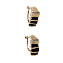 Load image into Gallery viewer, 9ct Gold Diamond &amp; Sapphire Set Huggie Earrings
