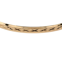Load image into Gallery viewer, Preowned 9ct Yellow Solid Gold Patterned Bangle with the weight 6 grams. The bangle width 4mm and the bangle diameter is 6.7cm
