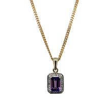 Load image into Gallery viewer, 9ct Gold Diamond &amp; Amethyst Set 18&quot; Necklace
