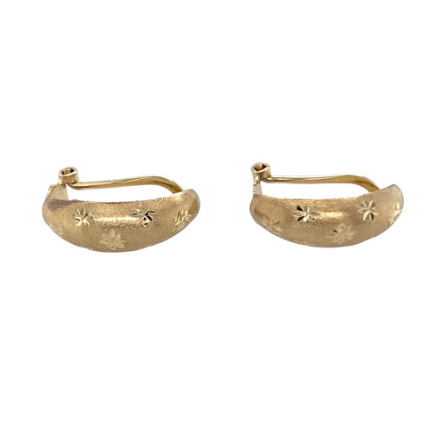 9ct Gold Star Patterned Huggie Clip on Earrings