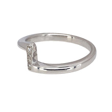 Load image into Gallery viewer, Preowned 9ct White Gold &amp; Diamond Set Modern Band Ring in size M with the weight 2.80 grams. The diamond set bar is 7mm high and the band is 2mm wide
