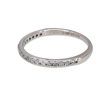 Load image into Gallery viewer, Preowned 18ct White Gold &amp; Diamond Set Band Ring in size K with the weight 1.50 grams. The band is 2mm wide and there is approximately 15pt of diamond content

