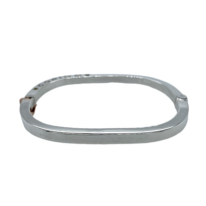 Preowned 925 Silver Clogau with 9ct Rose Gold Clogau Solid Square Bangle with the weight 36 grams. Cariad is engraved on one of the corners of the bangle. The bangle is diameter 6cm and width 4mm