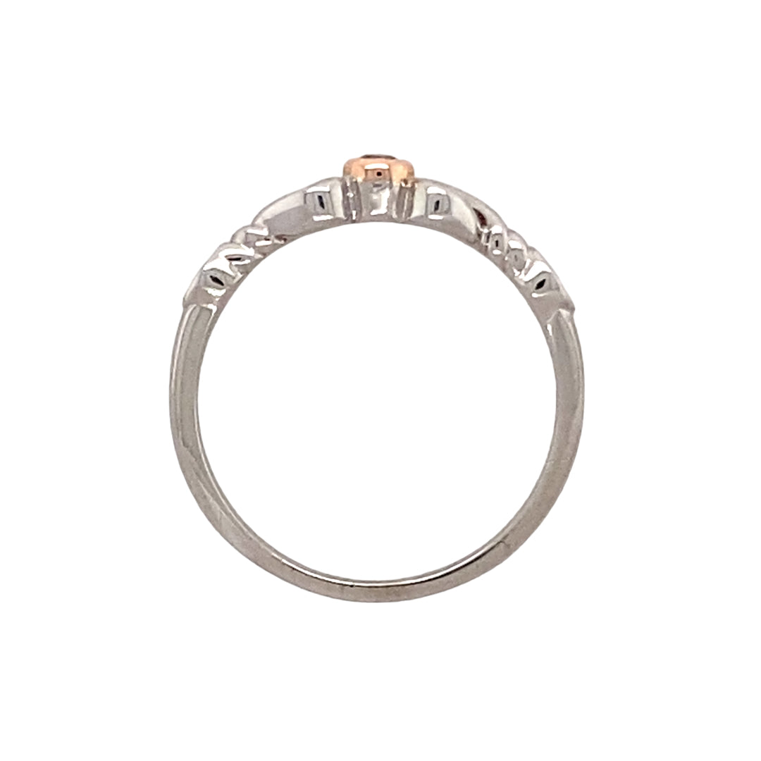 925 Silver & White Topaz Clogau Heart Lovespoon Ring