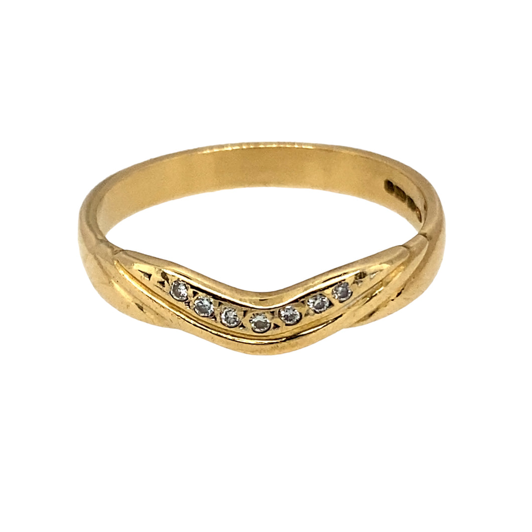 18ct Gold & Diamond Set Wishbone Style Ring