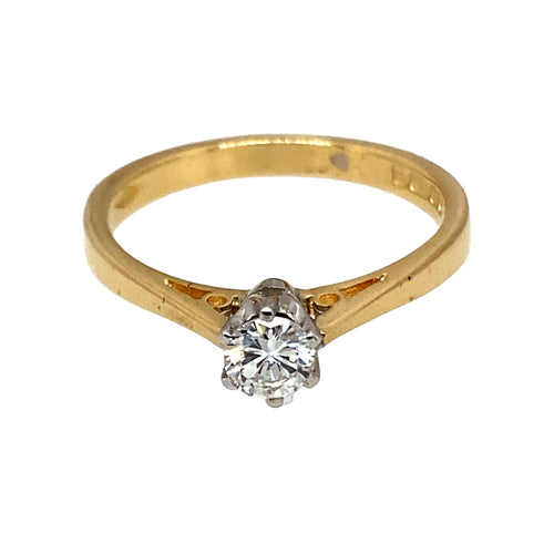 18ct Gold & Diamond Set Solitaire Ring