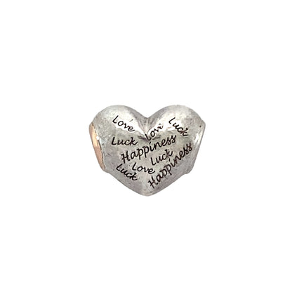 Preowned 925 Silver Clogau with 9ct Rose Gold Clogau Love Luck and Happiness Heart Charm with the weight 4.70 grams