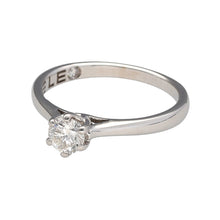 Load image into Gallery viewer, Preowned 18ct White Gold &amp; Diamond Set Solitaire Ring in size J with the weight 2.20 grams. The brilliant cut diamond is approximately 36pt and is six claw set. The diamonds are approximate clarity Si1 and colour J - K 

