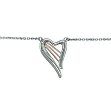 Load image into Gallery viewer, Preowned 925 Silver and 9ct Clogau Gold Clogau Heart Strings 17&quot; Necklace with the weight 5.70 grams. The heart is 2.5cm by 1.7cm
