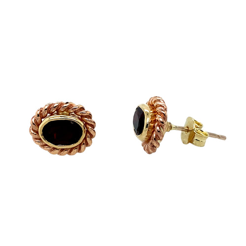 9ct Gold & Garnet Clogau Stud Earrings
