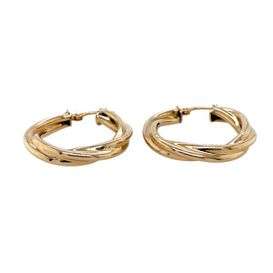 Preowned 9ct Yellow Gold Twist Hoop Creole Earrings with the weight 3.90 grams