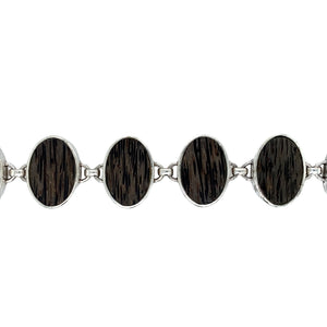 925 Silver & Wooden Stone Set 7.5" Bracelet