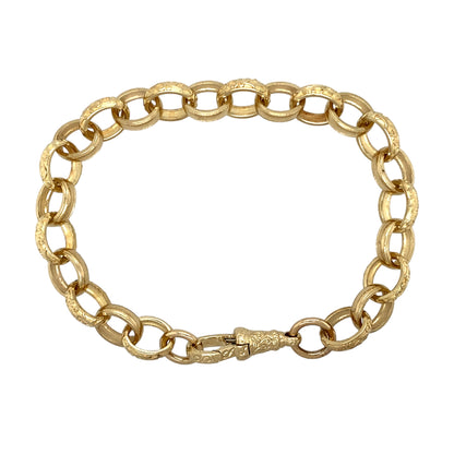New 9ct Gold 8.5" Engraved Belcher Bracelet 22 grams