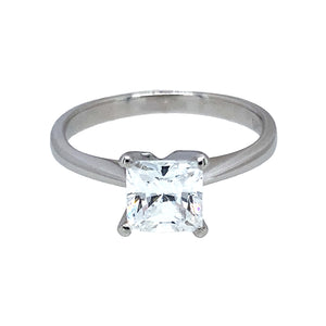 14ct White Gold & Cubic Zirconia Solitaire Ring