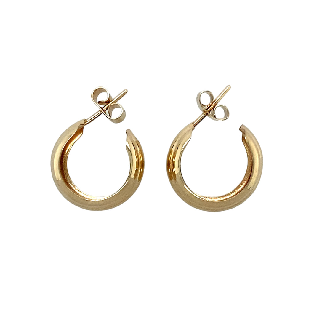 9ct Gold Wide Ridged Hoop Stud Earrings