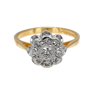 18ct Gold & Diamond Set Flower Cluster Ring