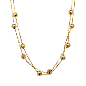New 9ct Gold Ball Link Double Chain 17" - 18" Necklace