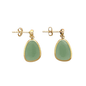 New 9ct Gold Cubic Zirconia & Green Stone Set Drop Earrings