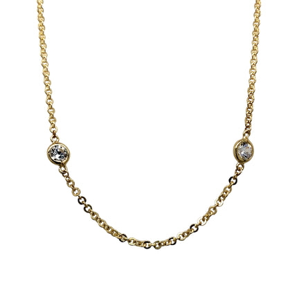 New 9ct Gold & Circle Cubic Zirconia Set 18" Necklace