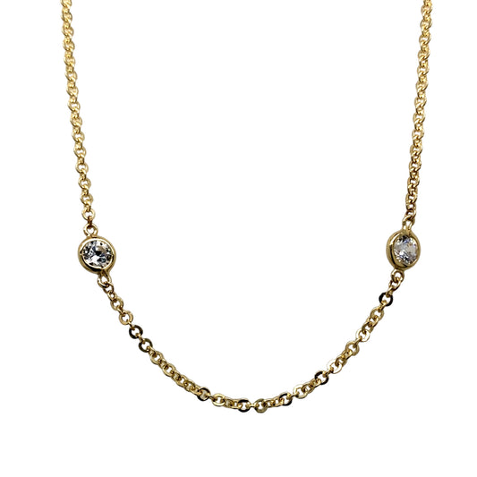 New 9ct Gold & Circle Cubic Zirconia Set 18" Necklace