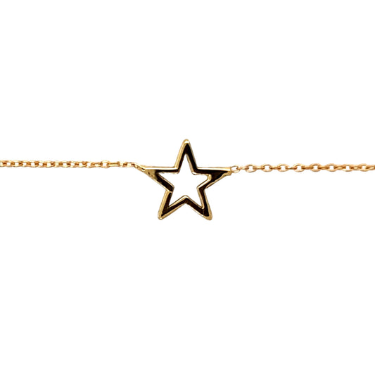 New 9ct Yellow Gold Star 16", 17" to 18" Necklace with the weight 1.30 grams. The star is 1.2mm by 9mm